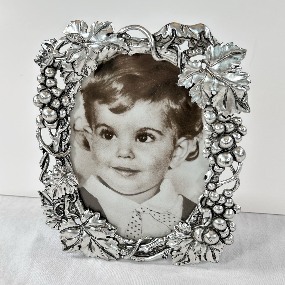 Arthur Court Pewter Silver Picture Frame Grapevines Vintage 1998 Grapes Leaves